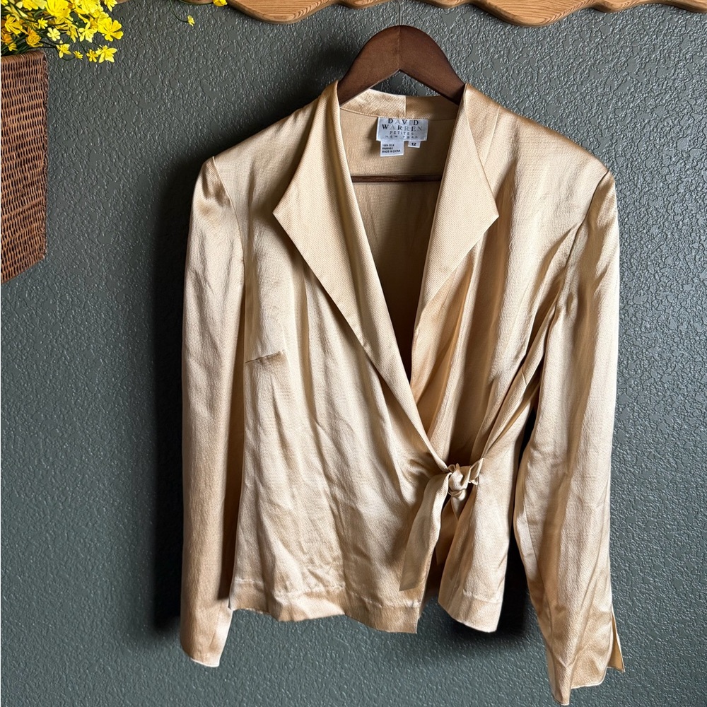 David Warren Silk Gold Wrap Top